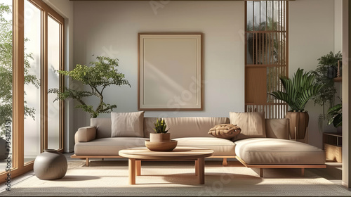 neutral living room interior in medern house