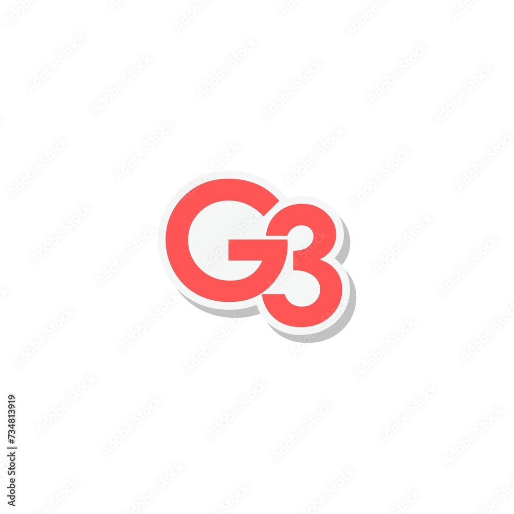 Letter G3 initials logo design isolated on white background Letter G3 initials logo design isolated on white background