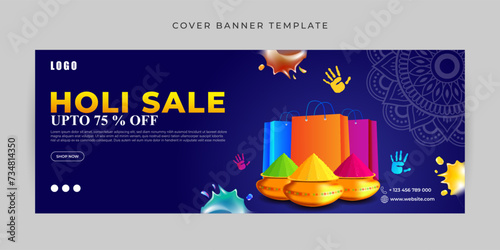 Vector illustration of Happy Holi Sale Facebook cover banner Template
