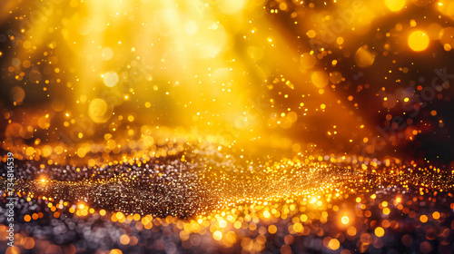 A canvas of gold, where the warmth of Christmas lights blends with the sparkle of the season, creating a magical backdrop that dances with light and shadow