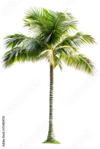 Green palm tree isolated on white background