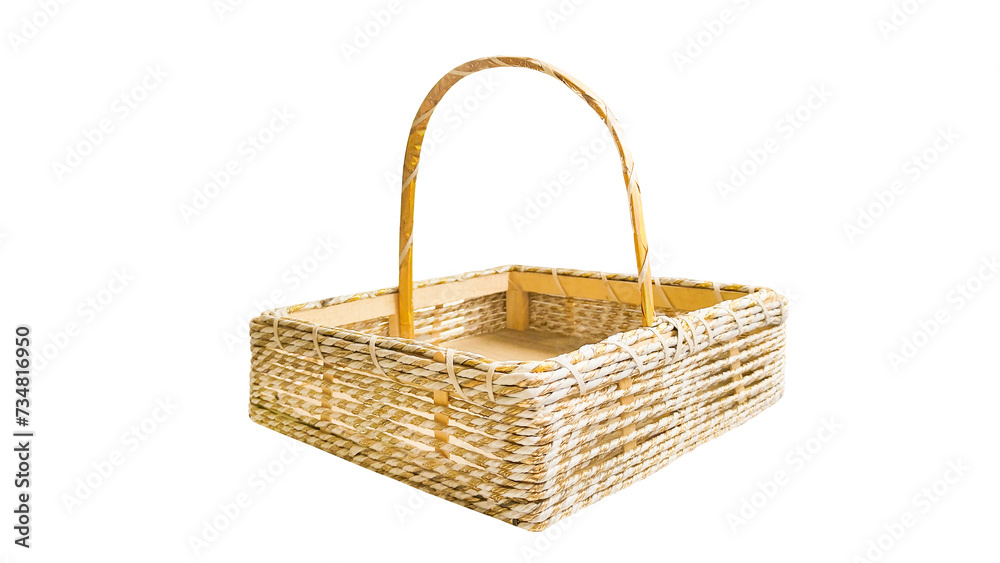 empty wicker basket isolated on transparent background