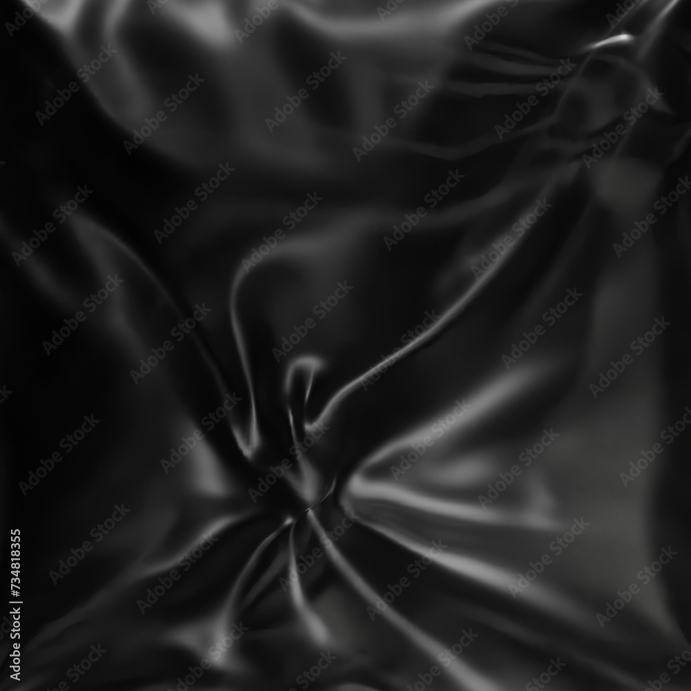 Obraz premium Plastic PNG Texture : Wrinkled black plastic bag texture on a black background, ideal for creative and decorative design purposes.