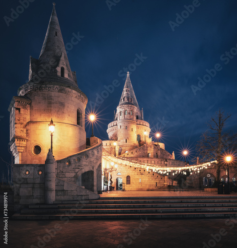 Fisherman s Bastion in Budapest  Hungary in Christmas