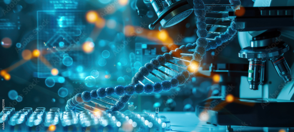 DNA double helix. DNA molecule structure. Medical science research of ...