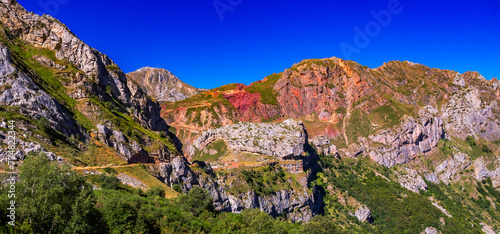 Mountains View from Circular Route of Lagos de Saliencia, Somiedo Natural Park, Principado de Asturias, Spain, Europe photo