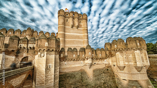 Castle of Coca, 15th Century Gothic Mudejar Style, Spanish Mudejar Brickwork, Village of Coca, Segovia, Castilla y León, Spain, Europe photo