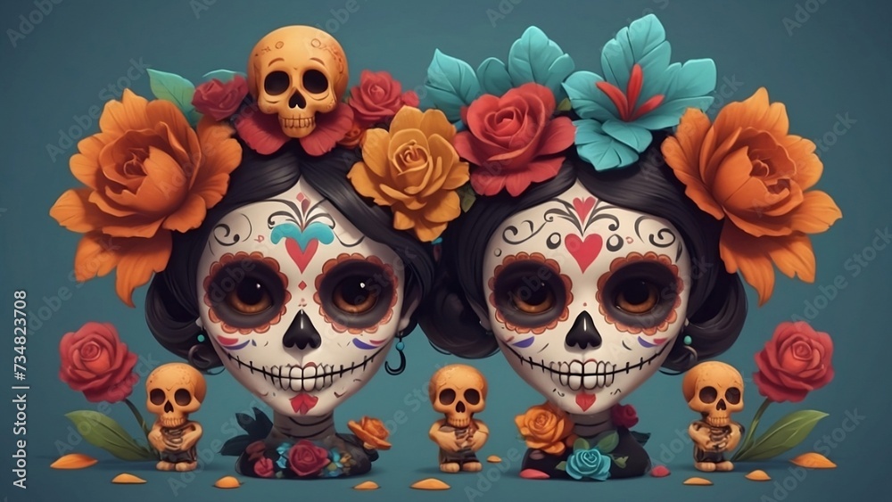 skull and flowers skull and flowers