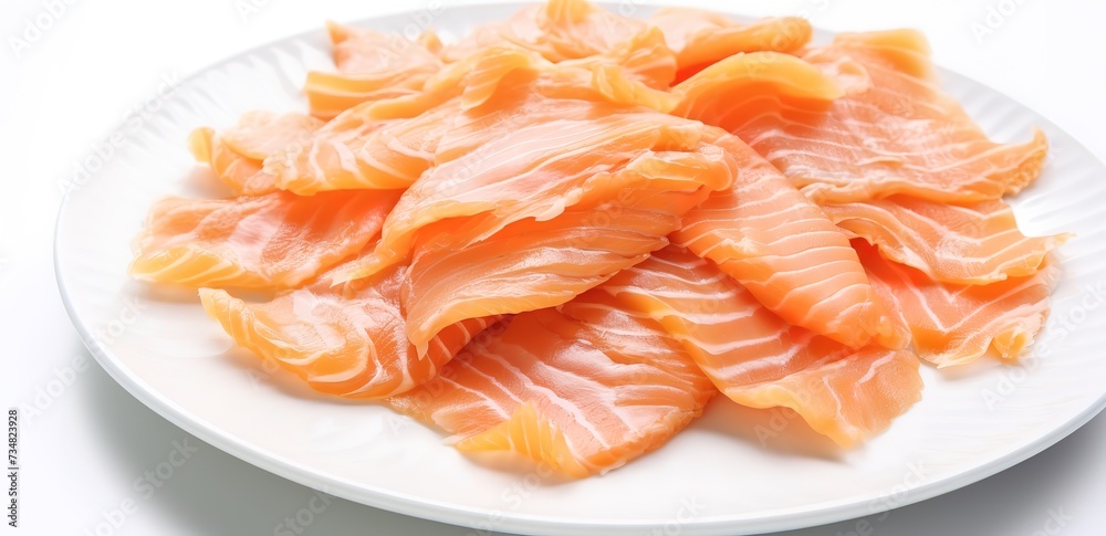 sliced salmon on white background sliced salmon on white background