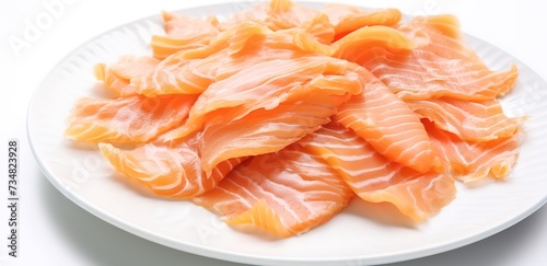 sliced ​​salmon on white background