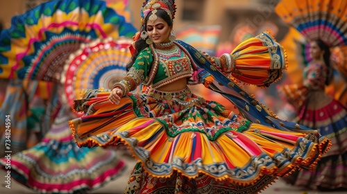 Ornate Costumes and Swirling Movements: Navratri Dance Festival Celebration