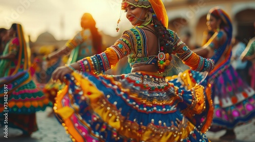 Ornate Costumes and Swirling Movements: Navratri Dance Festival Celebration