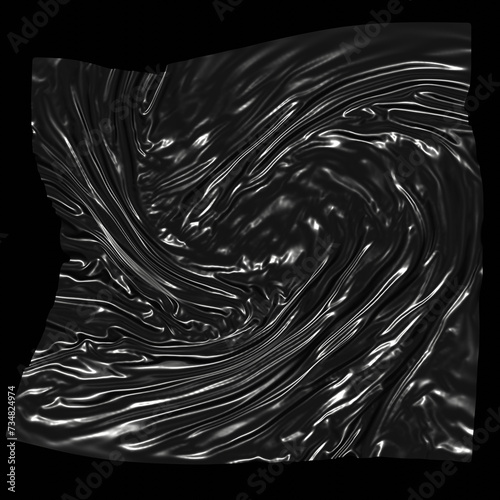 Plastic PNG Texture : Wrinkled black plastic bag texture on a black background, ideal for creative and decorative design purposes.