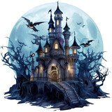 Ghosts Haunted House Isolated on Transparent Background