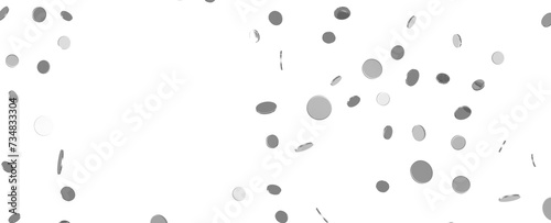 Glittering silver confetti png. Glittering silver confetti falls from above on transparent background. Celebrate festivals.