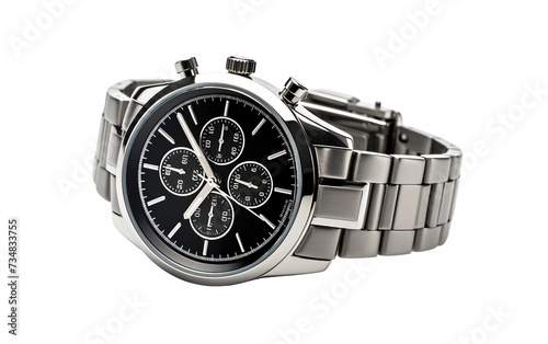 Contemporary Chronograph Wristwatch Design Isolated on Transparent Background PNG.