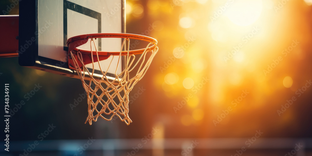 A basketball hoop with copyspace