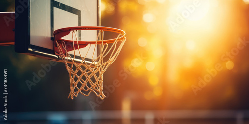 A basketball hoop with copyspace