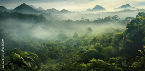 Rainforest forest with fog © neirfy
