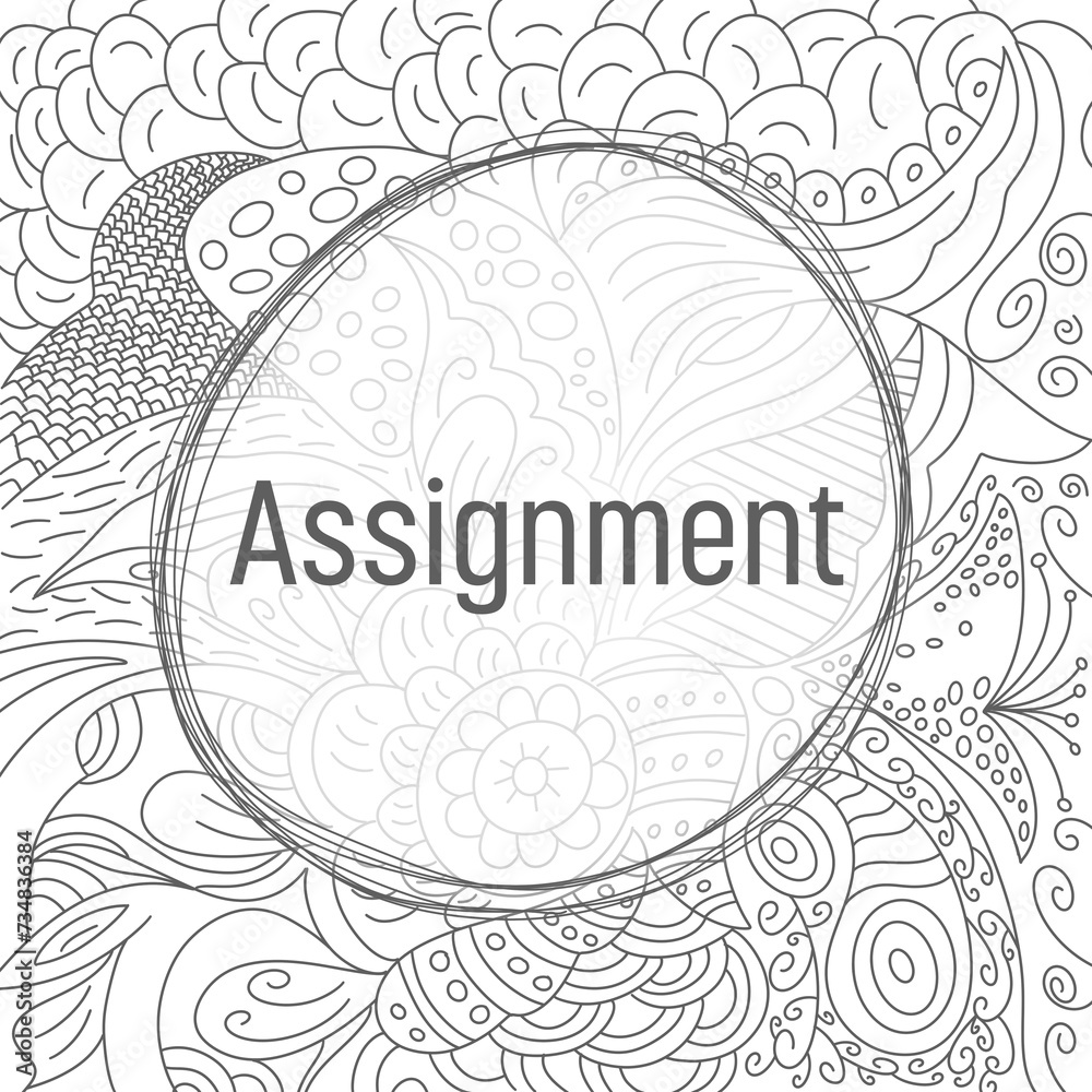 Assignment Doodle Element Background Black White Circular Text 