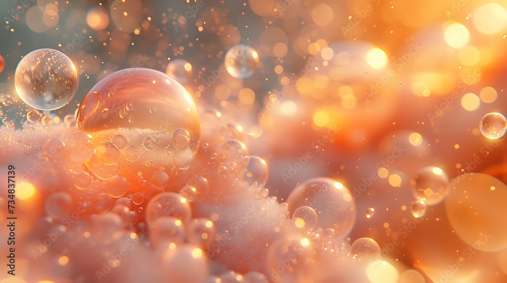 Shinny gold oil bubbles texture background, in the style of light gold and orange AI Image Generative - obrazy, fototapety, plakaty 