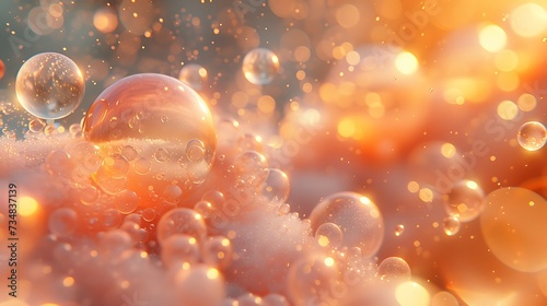 Shinny gold oil bubbles texture background, in the style of light gold and orange AI Image Generative photo