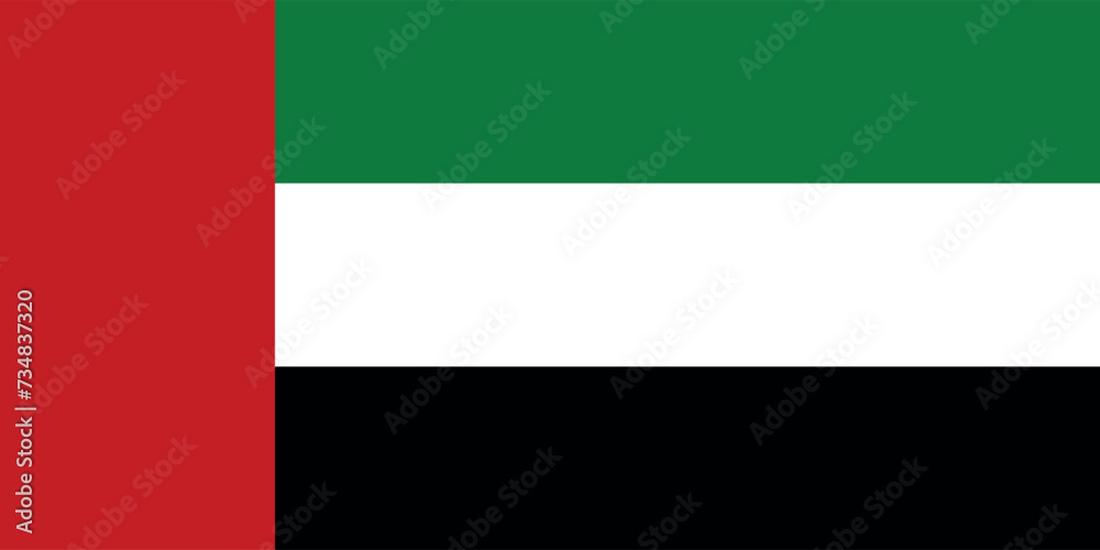 National flag of Islamic United Arab Emirates, UAE. Vector illustration.