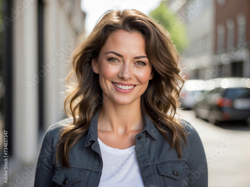 Free Download A woman, standing outdoors in an urban environment - GFXLoad