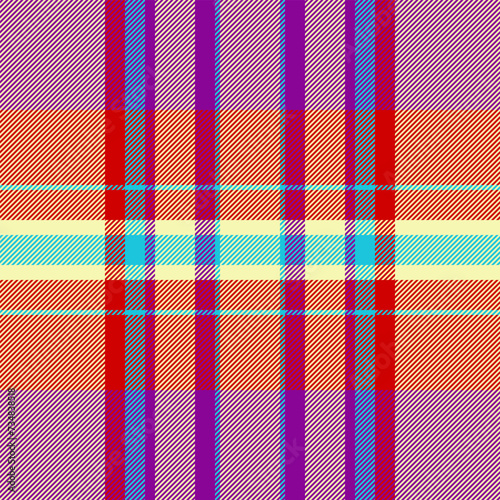 Fabric texture pattern of seamless plaid textile with a vector tartan background check.