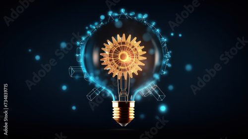 Ligh bulb and Gears Depicting Innovation Amid Success Risks and Challenges photo