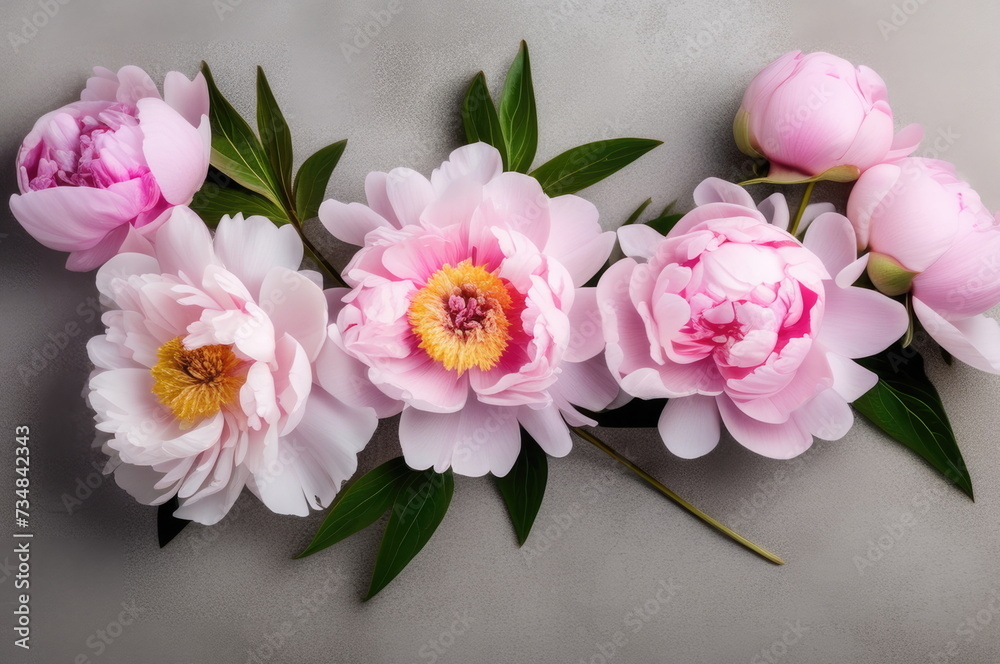 Obraz premium Pink Peony Blooms on Concrete Surface