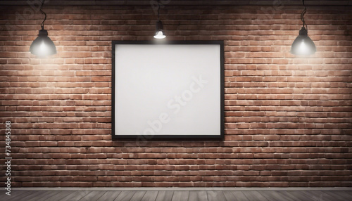 Blank Brick Wall Enhanced by a Stylish Ceiling Lamp photo