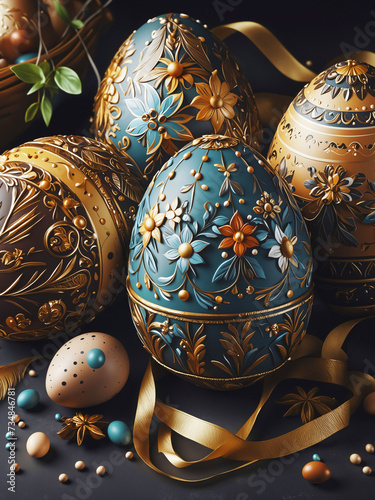 some richly decorated easter eggs © magann