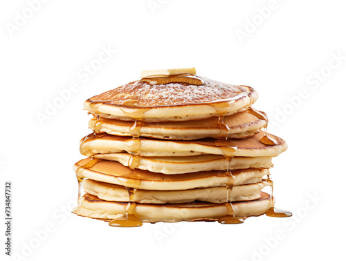 a stack of pancakes with syrup on top