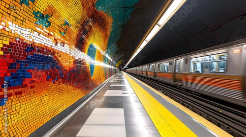 A vibrant mosaic tile wall ...