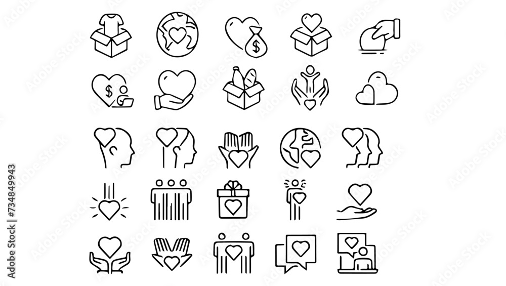 hand drawn iconESG Environmental Social Governance concept editable stroke outline icons set isolated on white background flat vector illustration.Lifestyle thin line icons set. Healthy lifestyle 