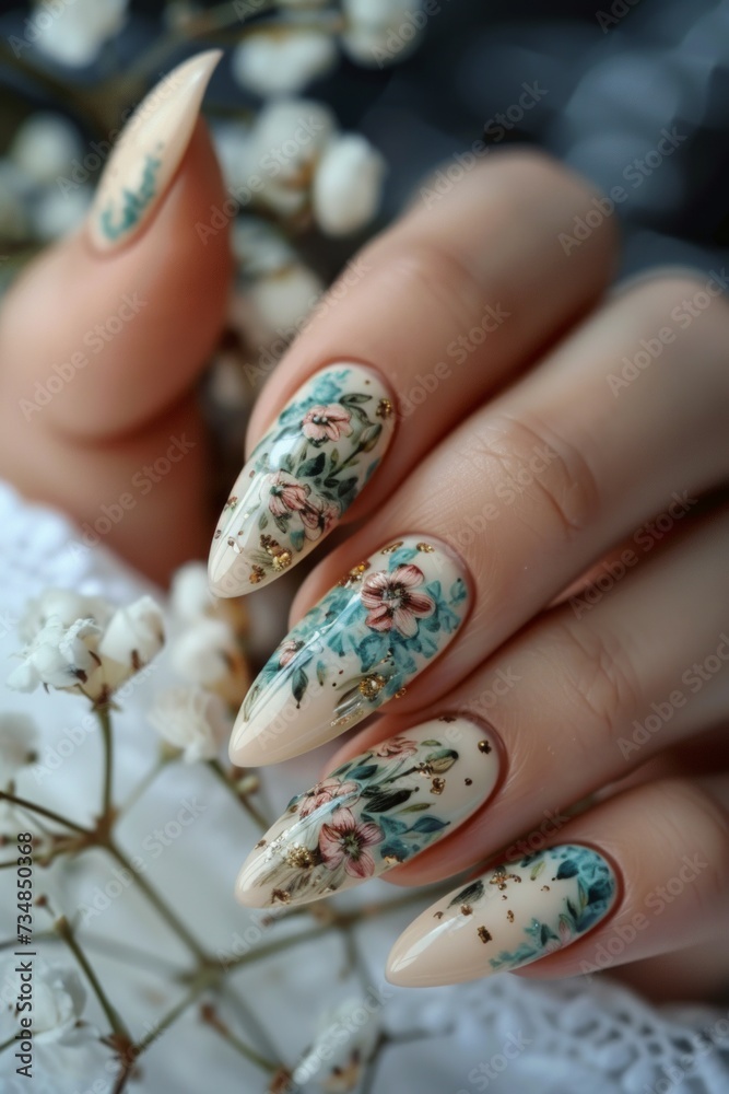 Beautiful nails with a manicure with nail polish Beautiful nails with a manicure with nail polish
