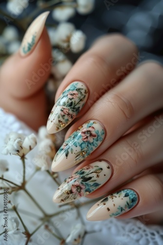 Beautiful nails with a manicure with nail polish