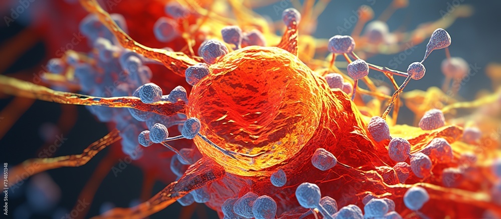 3d illustration of aids virus cells, HIV virus cells, 3d rendering - obrazy, fototapety, plakaty 