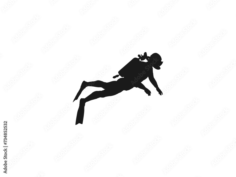 Black silhouette scuba divers set. Sport underwater, lake, sea, glove and flashlight, mask and snorkel. Vector drawing of a collection of silhouettes. vector illustration isolated on white background. Black silhouette scuba divers set. Sport underwater, lake, sea, glove and flashlight, mask and snorkel. Vector drawing of a collection of silhouettes. vector illustration isolated on white background.