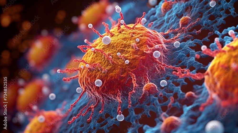 3d illustration of aids virus cells, HIV virus cells, 3d rendering 3d illustration of aids virus cells, HIV virus cells, 3d rendering