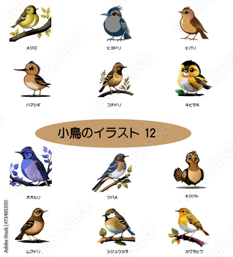 小鳥のイラスト　Clip art of small bird　Generative AI