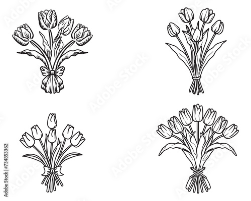 Tulip flower drawing vector icon on white background illustration