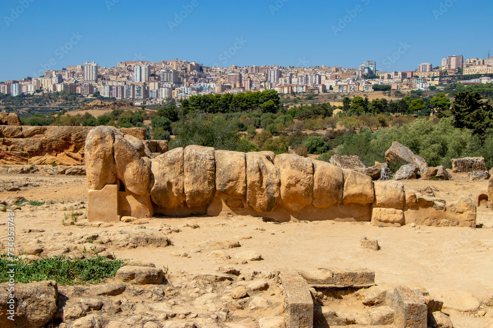 Telamone dell'Olympeion, Valle dei Templi di Agrigento StockFoto
