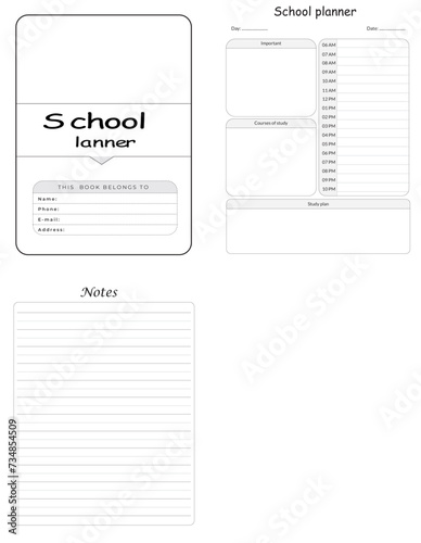 Editable School planner Kdp Interior printable template Design.