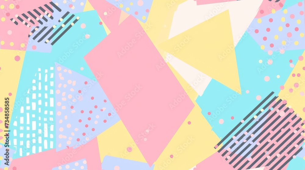 Vibrant abstract design with patterns and splashes of pink and yellow, Memphis style background Vibrant abstract design with patterns and splashes of pink and yellow, Memphis style background