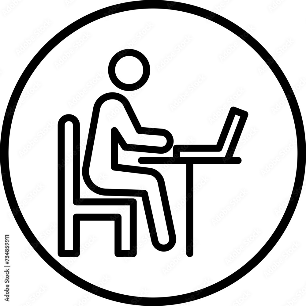 Fototapeta premium Working on Computer Icon Style
