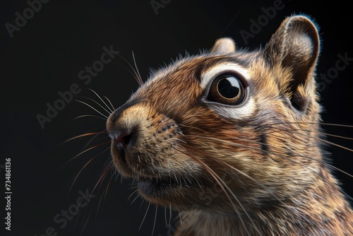 aquirrel portrait on black background, highly detailed - generative ai photo