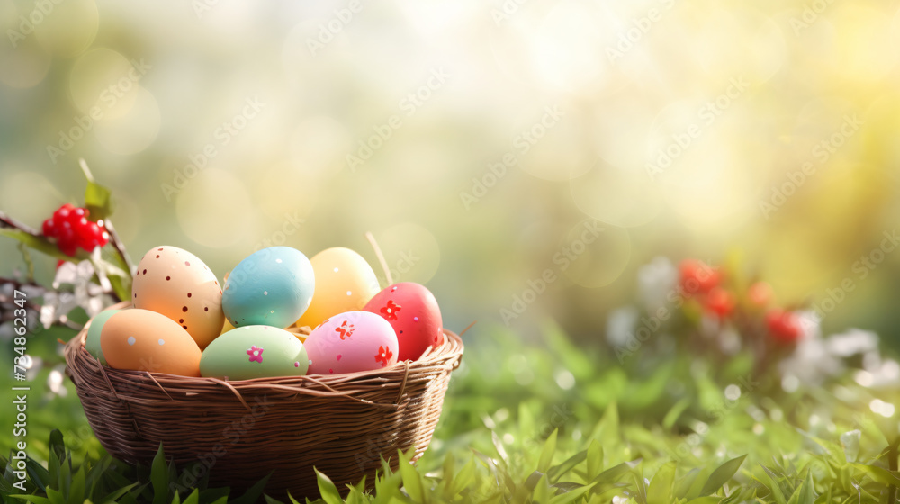 Easter bunny and eggs composition