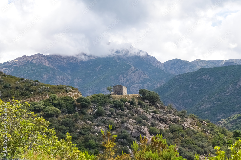 Corsica, an ancient barn in the mountain
